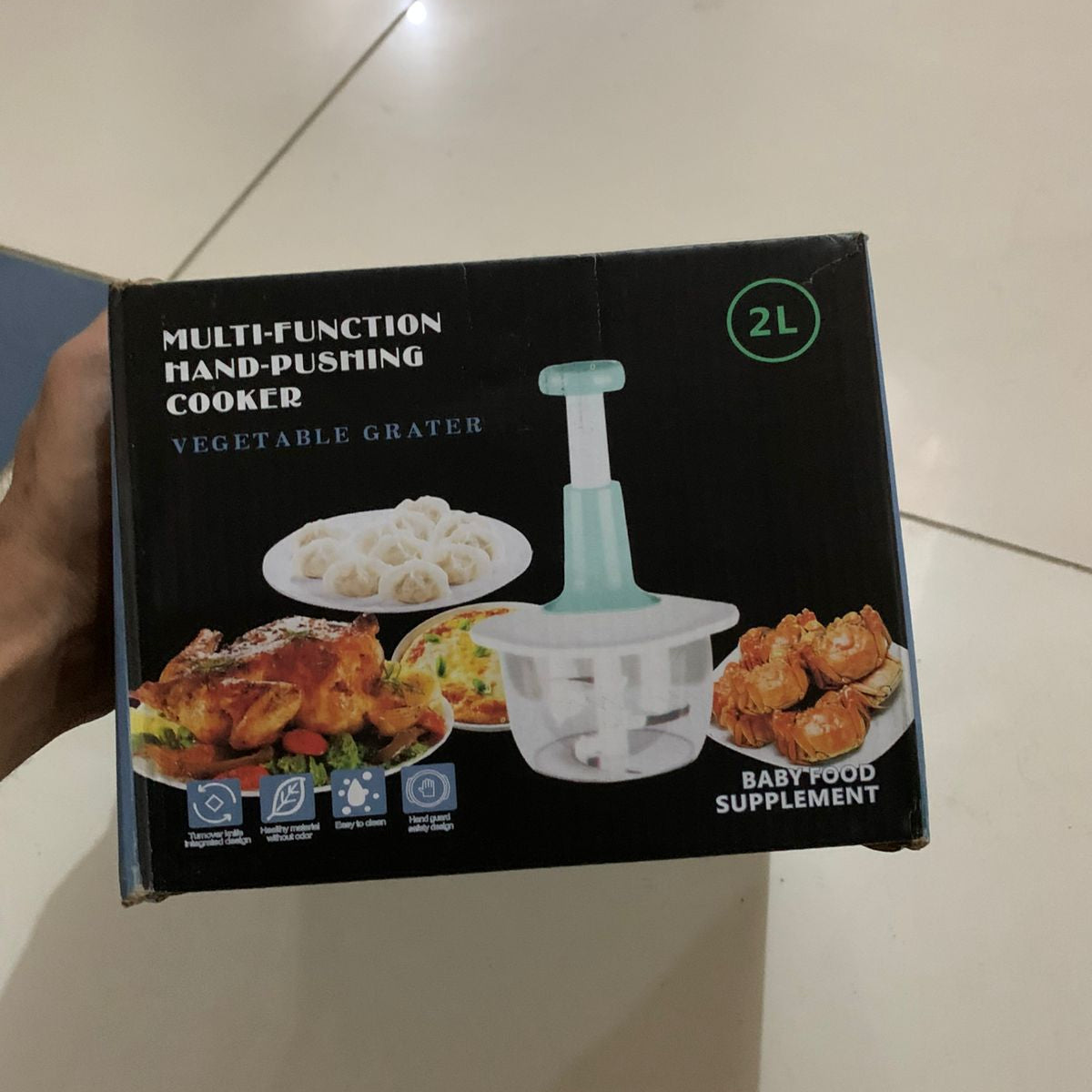 2L Heavy-Duty Metal Body Manual Chopper For Meat, Vegetables