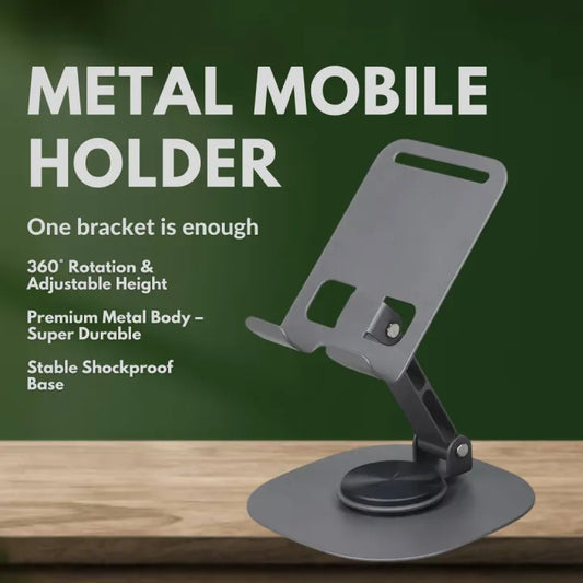 Metal Mobile Holder – 360° Rotatable Stand with Carbon Steel Plate